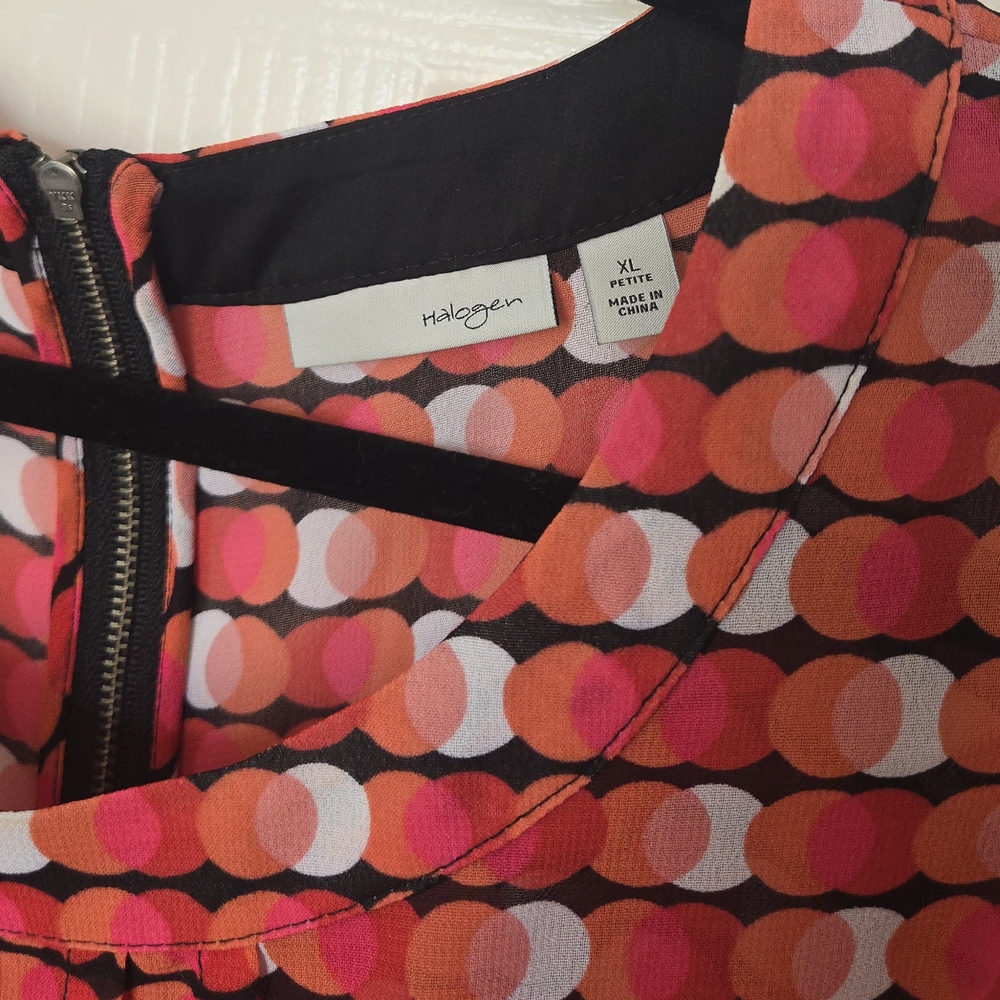 Halogen Women's Multicolor Circle Pattern Blouse Petit Size XL